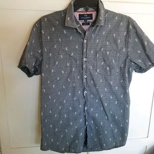 Boys Grey Pineapple Print Button Up